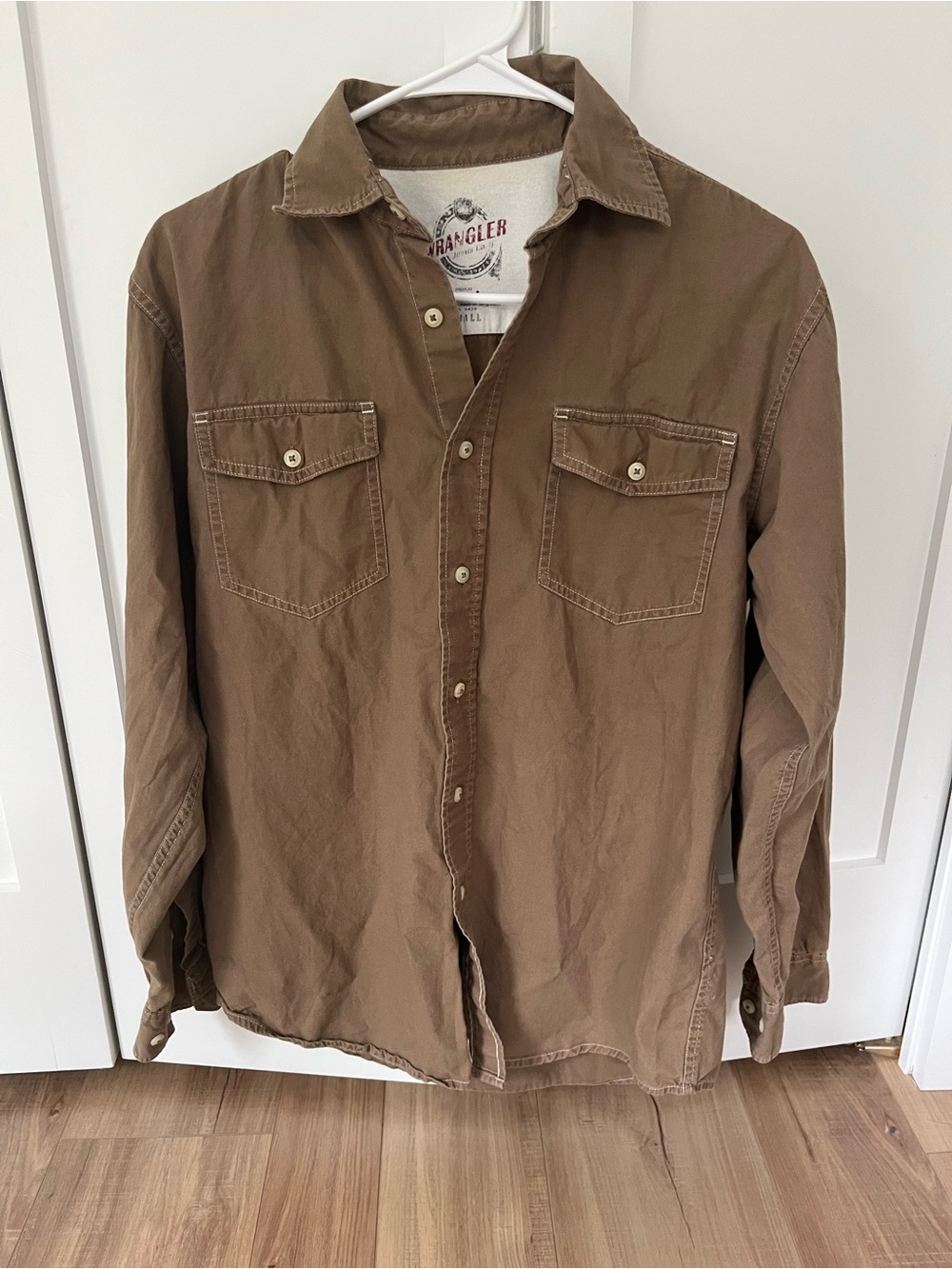 Wrangler Casual Button Up Brown Shirt Mens Small